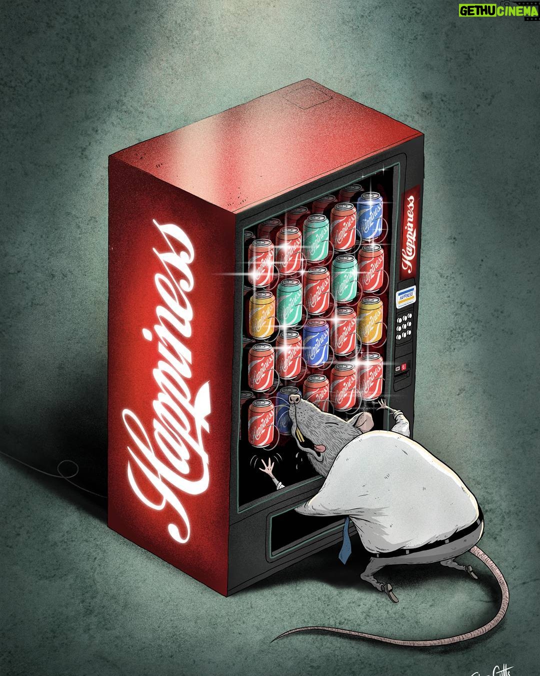 Steve Cutts - 14.1K Likes - Happiness poster artwork #illustration #happiness