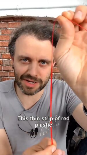 Steve Mould Instagram - If you run your fingernail across the grooves of this strip of red plastic, it says something!
#science #facts #didyouknow