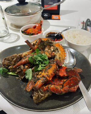 Steve Stamp Instagram - Singapore is very nice and if you eat crab there you should use the gloves that they provide because if you only discover them half way through when your hands are covered in sauce and crab bits and you’re looking for something to wipe your hands on then you will feel like an ignorant fool. 👍🏻🦀