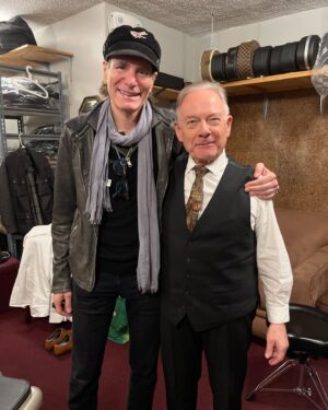Steve Vai Instagram - Here with Father @robertfrippofficial at @mccabesguitarshop 3.3.24 where he gave an enlightening talk with David Singleton to a packed house of enthusiastic ears, mine being a pair of them. I was fortunate he was in town and accepted to meet with me. I respect and admire this man tremendously. Since 1969, his brilliant musical mind reinvented a music genre twice. His fiercely disciplined and unique guitar technique is untouchable to all but him and he is a marvel.

We had a lovely chat about BEAT and I was relieved and thrilled to know he gave it his blessing, and even suggested the name. When I asked him what he had thought when he heard I was in the band, he replied “you are the only one that can play my guitar parts.” I found myself in a rare state of gob-smacked speechlessness because I know that nobody can play Robert’s guitar parts like him.