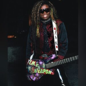 Steve Vai Instagram - TM Stevens was a force of nature on bass. He was a colorful, intense, and completely accomplished player. His sound was amazingly fat and loud! I was fortunate enough to have had him play on my “Sex and Religion” recordings and the “Down Deep Into The Pain” video with Terry Bozzio and Devin Townsend. We made some powerful music and had great laughs. He was completely committed to his craft and was a professional from head to foot and was loved by the myriad celebrity artists he’s played with. He had been suffering with dementia for quite some years now and made his transition this week. My condolences to his family, friends and fans. Through the years, I loved thinking about TM and the great time we spent together as bandmates and friends.  When I visualize him now in my minds eye, I see that gigantic warm smile, that rich deep laughter voice and I feel the walls shaking in remembrance of his overall power when he played. Peace Brother.