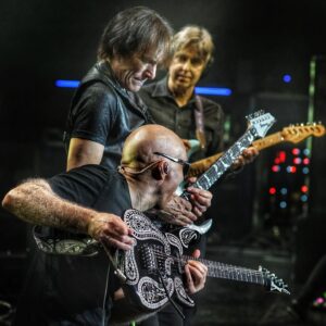 Steve Vai Instagram - We wrapped up our glorious 27 year G3 anniversary tour this weekend in LA. The whole tour was an exceptional life experience. Being on the road with this entourage was like touring in a warm float tank. It was a pleasure beyond measure. Eric and Joe never cease to amaze and inspire me with their brilliance and innovation. And to feel them on stage every night trading riffs in our jams was uplifting and exhilarating! 
On top of all that, they are solid good people and cherished friends.
Big time thanks to our crew and management that worked so hard to make it the exceptional experience that it was, and to all the folks that came to enjoy the shows. Your support is humbling🙏🏼🙏🏼🙏🏼

Group Photo: @jenrosenstein 
All Other Photos: @superdrumtech
