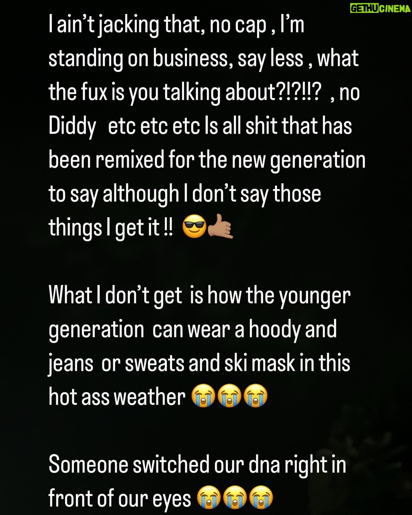 Styles P - 3K Likes - I was born in the 70’s of the 1900’s and raised in the 80’s and was a young man in the 90’s of the 1900’s !!! If you was to tell me back then that the future generations in the 20’s of the 2000’s would be wearing hoodies when it’s hot in july! I would have told you hell nah black people don’t do that!!!!!! 😭😭😭 I would have been totally fuxn wrong 😭😭😭😭🚶🏾♂️🚶🏾♂️🚶🏾♂️🤦🏽🤷🏽♂️. It. Shocks and amazes me all at once .. someone switched dna around right in front of our eyes 🚶🏾♂️
