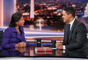 Susan Rice Instagram - I always have the biggest smile on my face sitting down with @TrevorNoah. Thanks for having me on @thedailyshow to talk more about the “human” moments in #ToughLove, including enduring a hangover in “the Beast” with @barackobama. Check out the full interview for more on that!