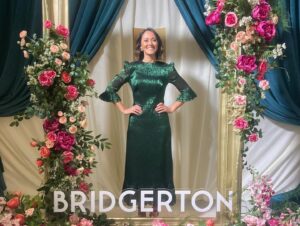 Susannah Fielding Instagram - Big night out with one of my oldest and best pals @samosphillipos to celebrate the new season of @bridgertonnetflix @netflixuk wearing @thevampireswife courtesy of @byrotation beautiful views of london courtesy of @sohohouse