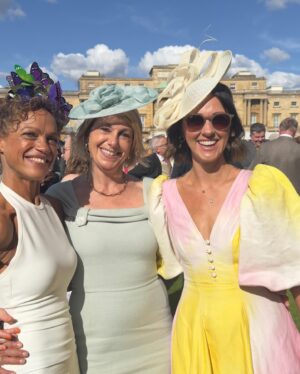 Susannah Fielding Instagram - Thanks to @britishfilminstitute for inviting me to a truly beautiful afternoon at Buckingham Palace celebrating the Creative Industries. 
And @byrotation for a gorgeous frock and hat for the occasion. 
Right back to my tracksuit… 😉
