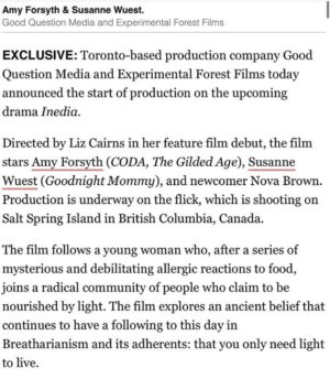 Susanne Wuest Instagram - … so happy to share this… ✨ 🎞 !!
.
#amyforsyth #susannewuest by #lizcairns (portrait by @michael_duerr ✨) #love #cinema #canada 
#inedia - produced by Tyler Hagan, Jennifer Chiu, Daniel Bekerman, Chris Yurkovich)