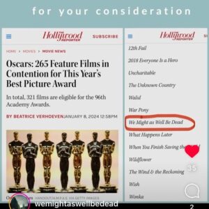 Susanne Wuest Instagram - We might as well be dead 🥂✨ @wemightaswellbedead by @nataschkasinel 

#foryourconsideration #academyawards #feature #love #cinema