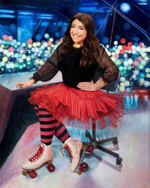 Susie Youssef Instagram - @melissaritchieart is astoundingly talented and now knows all my secrets, specifically what I wear under the desk… 
Check out her series of portraits of comedians. She’s amazing! Thank you @melissaritchieart ❤️❤️❤️