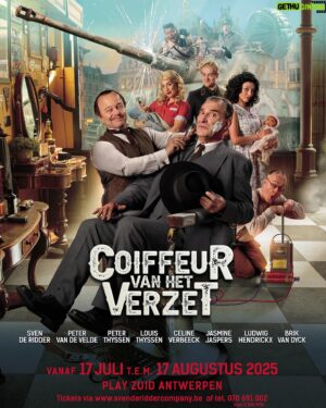 Sven de Ridder Instagram - BREAKING NEWS!
Zomer 2025 vieren we het 80-jarige einde van WOII met een super komedie :
Coiffeur Van Het Verzet!

We spelen voor het eerst @playzuid 

Tickets vanaf vrijdag 15 december 
www.svenderiddercompany.be

#svenderiddercompany #coiffeurvanhetverzet #zomer2025