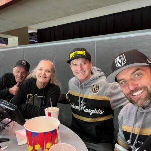 T.J. Lavin Instagram - Took the parents to a Knights game tonight and it didn’t go out way. I’m really thinking this could be our only loss for the rest of the year… 😂 all good still had a great time. VGK all the way.. #vgk #goknightsgo  @vegasgoldenknights you’ll be back to world domination tomorrow! Get some rest fellas!! Let’s f’n go!!!! #hockey