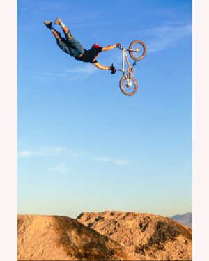 T.J. Lavin Instagram - We thought Ride readers would appreciate some photos that were not always vibrant Fuji colors, so I shot a couple rolls of weird film at the MTV contest in TJ’s backyard in ‘99. One image looked like a cover, except the whole thing was blue. I asked TJ if I could come back to shoot a few more photos, and he was 100% down. I never said “cover”, but that didn’t matter. TJ rode wide open no matter what. So I did another trip to Vegas to shoot the same photo, but with the right film. Long live Velvia. And that charred dirt is from our fire photo shoot the night before, aka the time we nearly blew up @fuzzyhall . @tjlavin #bmx #ridebmx #loseyphoto