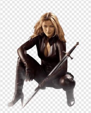Tabrett Bethell Instagram - Never leave home without your sword 🗡️ 

What an experience Cara was and of course the super talented cast and crew, the incredible writing and the leather… what a world it was to get happily lost in!!! 💋

#Lots #LegendOfTheSeeker #Cara