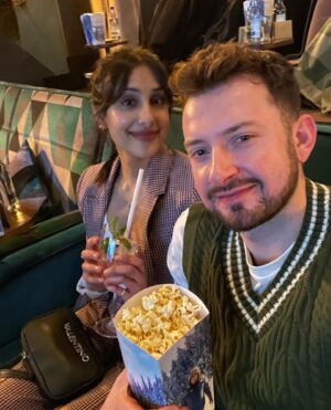Taj Atwal Instagram - Valentines with my Palentine. Thank you so much @appletv 🎞️

Gorgeous treats
Suit @me_andem 
Air Jordans @presentedby @haddonpr_music 
Necklace @sifjakobsjewellery