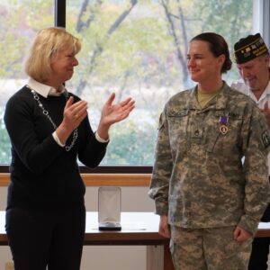 Tammy Baldwin Instagram - The Purple Heart is the medal that no one wants to earn. But, Rebecca put her life on the line & earned this designation. 

20 years after her injury while serving in the U.S. Army, I'm proud to honor her brave service & present her with a Purple Heart. 

Thank you, Rebecca.