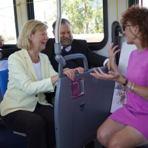 Tammy Baldwin Instagram - Happy to join RYDE Racine to celebrate funding I delivered to improve public transportation and invest in Racine’s electric bus fleet! These investments will ensure the wheels on our buses are moving us toward a more sustainable future. 🔌 🚌