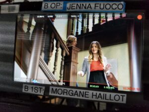 Tammy Gillis Instagram - Right before I fell down the stairs 😳
⠀⠀
No joke.
⠀⠀
Forever grateful for the heroic background performer that caught me.  Thank you Mr. Security Guard!! 💕
⠀⠀
Wish I had the outtake because apparently it was pretty epic.  #TIMBER
⠀⠀
(*No actresses were hurt during the filming of this movie.)
⠀⠀
And a HUGE shoutout to all the #WomxnOnSet!! 👏🏻👏🏻👏🏻 #StayTuned