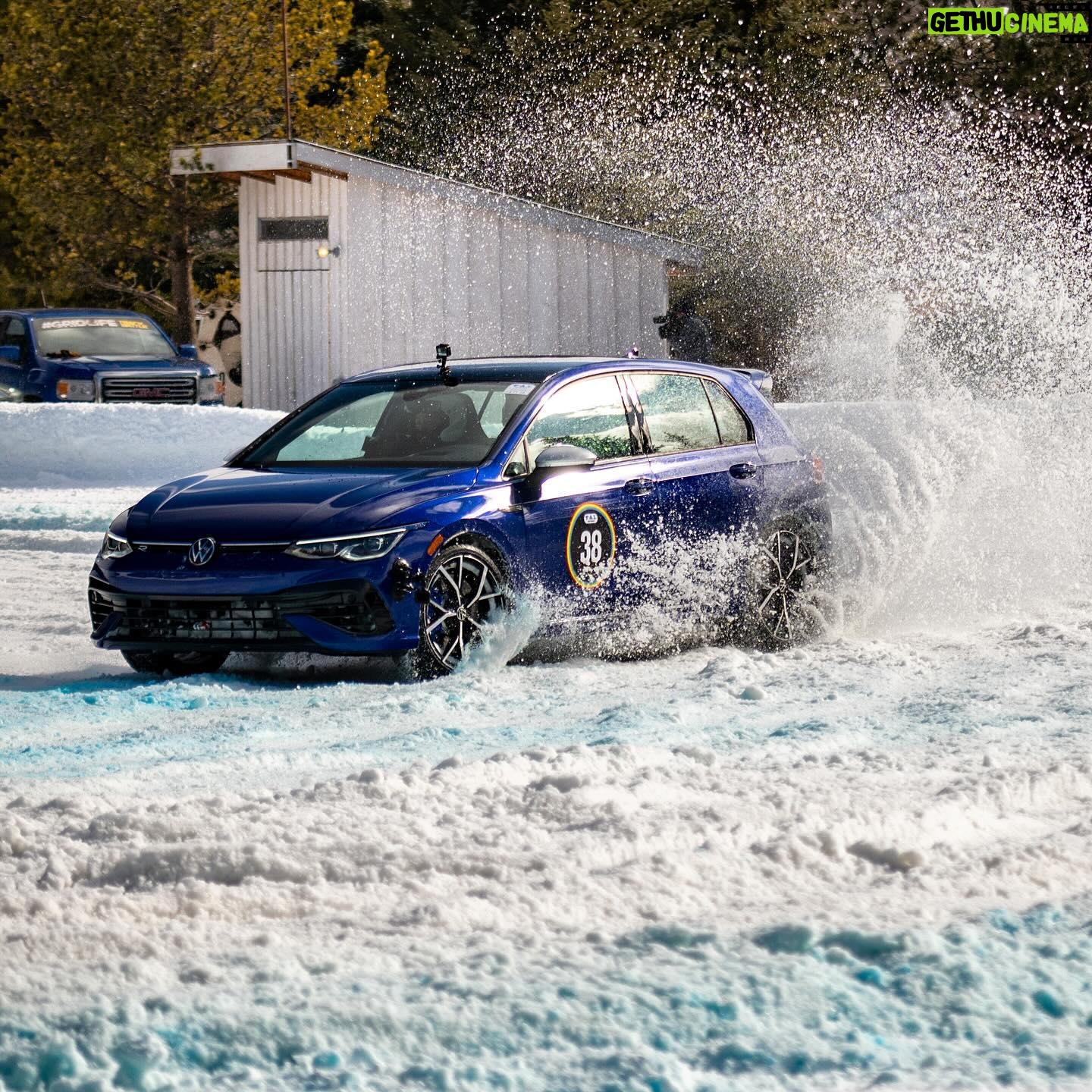 Tanner Foust - 1.3K Likes - Sending ‘er into a slush bucket of fun! The Mark8 GolfR took first place overall today at @fat.icerace !! What a car in its 50th year of production! Thanks @vw @vwr and @yokohamatire 🤙🤙. Tomorrow she gets some new drivers! @vin_tra @blakewilkey357. 📷 @mdewod #vwpartner