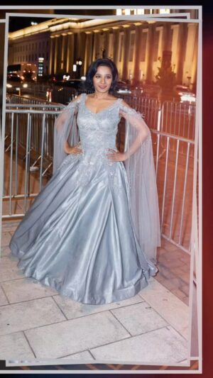 Tannishtha Chatterjee Instagram - Radiant and resplendent in an enchanting gown adorned with shimmering silver foil on silk lycra, meticulously handcrafted by the skilled kaarigars at @meenakshi.creations.

Here’s the stunning @tannishtha_c, gracing the World Premiere of her latest work, ‘Yellow Bus’, at @tiff_net! 

@meenakshi.creations by @whosunnykapoor #TIFF2023 #meenakshicreations #chandnichowk 

Photography and Videography by: @mediaworkss @4sumitahuja