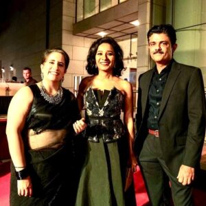 Tannishtha Chatterjee Instagram - At the fabulous opening ceremony of @mumbaifilmfestival . On the red carpet with team @yellowbusfilm  with @guneetmonga  and @amit.sial . Missed you @wendyjbednarz  and @nadiaeliewat