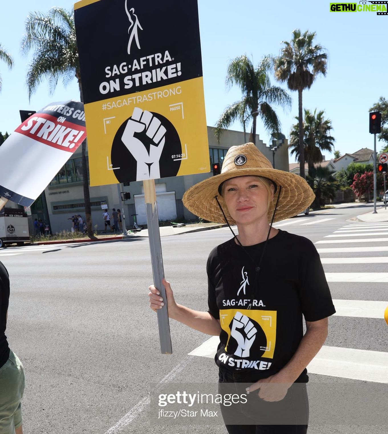 Tara Buck - 403 Likes - Back on the line standing in solidarity with my fellow union members. We are fighting for a fair wage, our family’s healthcare, fair pension contributions and to not be replaced by AI. We are not asking for too much. We are asking for just enough to keep this dream alive. #sagaftrastrong
@sagaftra #sagaftra #unionstrong #sagaftrastrike #sagaftramember