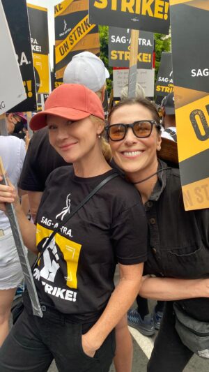 Tara Buck Instagram - Day 62.  We are even more united today than we were when this whole thing started.  Unions across this country are standing up in solidarity with each other against corporate greed.  We will continue marching until we get a fair deal because we know we are on the right side of history. @iammichelleforbes #sagaftrastrong #unionstrong 

@sagaftra @wgawest @directorsguild @teamsterslocal399 @actorsequity