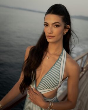 Tara Emad Instagram - Cruising with @cartier in Bodrum a few days ago ♥️

Felfel is now a leetol celebrity 🐾 

Wearing @eliesaabworld 🤍
Styled by @cedrichaddad #styledbyced
And glammed by @kiwarkis 
Mgmt @mad_solutions