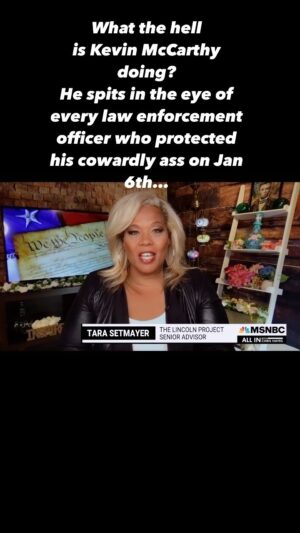 Tara Setmayer Instagram - I had some choice words for the GOP leader on MSNBC. 🤨
The are many reasons why I quit the GOP but their ongoing disrespect of the law enforcement officers who protected their cowardly asses on Jan 6th just reinforces my decision. It’s disgraceful. 

Violent insurrectionists are not patriots or political prisoners. They are traitorous bastards who deserve everything they have coming to them under our system of justice.