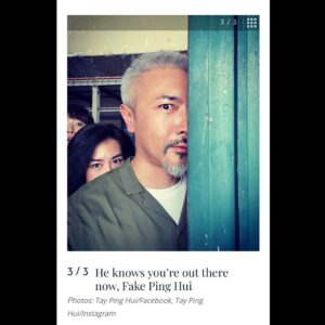 Tay Ping Hui Instagram - 8days picked up my post about the scam couple of days ago and we did an interesting interview on that. It was a rather fun and humorous exchange considering how serious the issue actually was.

Gotta say, the last picture they used at the end, was pure gold. LOL.

But just this morning, I am still receiving some DMs telling me that the scammers are still trying their luck, only this time they actually put in more effort by adding my Chinese name, as if that would increase any smidgen of authenticity to their con. But there's only one problem, they used the wrong Chinese character. They've fallen so low I am actually starting to feel sorry for those guys...
.
So read up, have a laugh and enjoy the Friday! But always stay safe in whatever y'all gonna do!!!
.
因我之前上写了一则关于有人冒我之名而到处企图骗财的上传，几天前与网上杂志8Days做了一段有趣的专访。

记者之后文笔流畅幽默，更觉得她最后所用的照片，简直是太好玩，太厉害了！

只是我今天依然收到影迷朋友的信息，告知我说那些诈骗者依然在企图欺骗人。但有趣的一点是他们这一次还加了我的中文名字，意图增强假户口的可信度。可笑的是，那些傻蛋却用错了字！坦白说，我现在还真的有点开始可怜这群低能的白痴。

读一读，笑一笑。然后好好享受你们的星期五哦！不过切记，不管做什么事，安全第一！

#taypinghui #郑斌辉 #taypinghuisayone #8days #friday #fridaymood #tgif #interview #read #laugh #staysafe #staystrong #sgunited