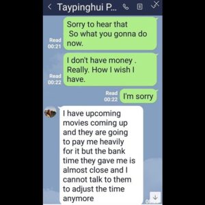 Tay Ping Hui Instagram - For the past months I have been getting so many fans asking me if I messaged them. 
Apparently someone has been opening account after account with different versions of my name and sending private messages to fans in an attempt to get their contact.

The modus operandi is anyways the same. Fella would message a female fan, (always female, terrible you know, so sexist 🤔) chat them up, ask for their number and eventually try to cheat them of their money. 
I have many other screen shots of him in action but a kind fan took him much further and as you can see, it’s totally a scam. 
Tbh I can’t help but feel flattered and insulted at the same time. Flattered because the he thinks that my fans love me so much until they would lose all common sense and obey my every command. Wah, I so powerful meh?

Insulted because he thinks I would be so careless to get myself in such financial problems and am despicable enough to make use of my dear supporters. And worse of all, he is rather clumsy with his sweet nothing, I am much sweeter than that!🤪 So my dear friends, THIS is my ONLY official account. Any other account by any other name is fake. so please do not entertain that bozo. 
Happy Wednesday y’all😘😘😘. 过去几个月，都有好多影迷朋友们问我有没有私信他们。

询问之下，原来是有人多次开启多个以我名字为本的IG户口。私信多人并尝试获取他们的私人细节。

行动方式一成不变，首先私信女影迷们（都是女的，好可恶，竟然性别歧视）跟她们聊开，索取电话号码，然后尝试骗取钱财。

坦白说，真的不知道是开心还是生气。开心因为他竟然认为我的影迷们会对我完完全全地爱得五体投地，对我所说的一切会唯命是从。生气因为他竟然认为我会让自己陷入如此财经困境，并会无耻的跟支持我的影迷朋友们骗取钱财。最可恶的是，这人的甜言蜜语太低俗了，还是我的比较甜🤪

各位朋友。我慎重声明，这是我唯一的IG账号。其他的账号都是假冒的。请不要被那个白痴欺骗哦.
周三快乐！😘😘😘. #taypinghui #郑斌辉 #humpday #wednesday #scam #scammer #fake #sgig