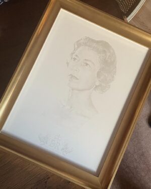 Taylor Black Instagram - (Proud wifey post 🥰)
Last year this time, Brad was commissioned to make an intimate portrait of the late Queen Elizabeth II in her youth for His Majesty King Charles III.  He made the portrait using a nearly extinct technique, 24K gold point drawing on a prepared ground of crushed bone & rabbit skin glue (crazy, I know! 😅). Word came earlier this year from the Joint Principal Secretary to the King at Buckingham Palace that the work was safely received & now exists in the Royal collection in England 😊.

It was so cool to see the correspondence to HRH King Charles III on the Buckingham Palace stationary. My heart skipped a beat! 

We were so bummed that the Queen passed away during this time last year, as the original portrait commission was to be done from life, but it’s an amazing step nonetheless for @blivblack , who never ceases to amaze me with all his talents 🥰❤️ 

Thank you to @christopherhyland for making this happen, & for being such a wonderful person 🤍
.
.
#portraiture #bradlivingstoneblack