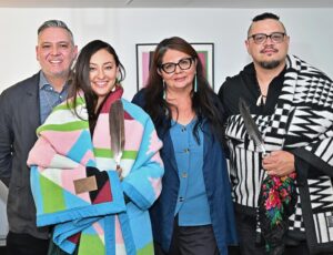 Tazbah Chavez Instagram - 11/4 — Thank you @uclaaisc x @uclaftvarchive for bringing @sterlinharjo and I out to screen @rezdogsfx episodes. As a UCLA alum, it meant a lot to screen our work there. I used to stand at the top of Janss steps and wonder how I was going to make an impact on the world, like ucla makes you believe you can. I would have never dreamt it would be through telling Rez stories with my brother, Sterlin — who I once drank 40s with and read poems to near campus at a time we were both feeling like outsiders in a place like LA. This was one of many full circle moments I had during Native American Heritage Month. What an honor to be blanketed on that stage 🩵💛thank you to @drdavidshorter for moderating a thoughtful conversation and an extra special thank you to @tachiiniiphotography for gifting us with feathers 🥹 appreciate you and all the work you do for the community.