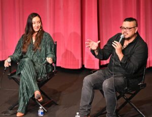 Tazbah Chavez Instagram - 11/4 — Thank you @uclaaisc x @uclaftvarchive for bringing @sterlinharjo and I out to screen @rezdogsfx episodes. As a UCLA alum, it meant a lot to screen our work there. I used to stand at the top of Janss steps and wonder how I was going to make an impact on the world, like ucla makes you believe you can. I would have never dreamt it would be through telling Rez stories with my brother, Sterlin — who I once drank 40s with and read poems to near campus at a time we were both feeling like outsiders in a place like LA. This was one of many full circle moments I had during Native American Heritage Month. What an honor to be blanketed on that stage 🩵💛thank you to @drdavidshorter for moderating a thoughtful conversation and an extra special thank you to @tachiiniiphotography for gifting us with feathers 🥹 appreciate you and all the work you do for the community.