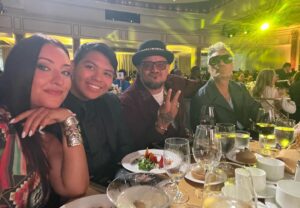 Tazbah Chavez Instagram - I first met @sterlinharjo and @taikawaititi about sixteen years ago when I was interning for @birdrunningh2o at Sundance — years after first meeting him when I was 16 on a film panel for my first short film. Through Bird, Sterlin and Taika instantly became my brothers/sisters and over the years they have been two people who called me what I was before long before I would call myself it: a writer, a poet, an artist, a filmmaker — then they invited me to make @rezdogsfx with them and it’s been the most rez boujiest time of my life alongside our fellow writers, producers, cast and crew. To be honored by @peabodyawards alongside them, presented by badass @kali_ko_reis , is pretty unreal — and a testament to their own perseverance and commitment to bringing others up with ‘em. And selfishly, anytime spent with @paulinaalexisofficial @lanefactor and @bobbydues is simply… blessings! 🪶 🐕 love love love [dress: @byellowtail . m/u: @paintedbypetra . shoes: @happy_brain lemme borrow them . jewels: 6th gen family heirlooms . hair: aveda taught me]