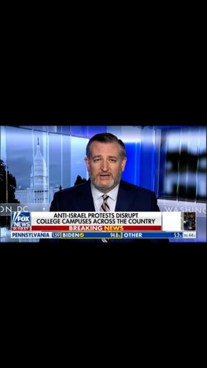 Ted Cruz Instagram - What we are seeing on college campuses throughout America is horrific.
 
The Biden administration has been silent on the protests at Yale, Columbia, and NYU.
 
They are TERRIFIED of the radical leftists in their base.
 
Any student calling to harm another should be expelled and arrested.
