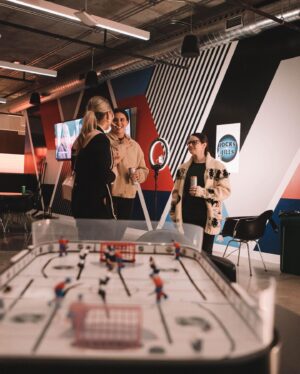Tessa Bonhomme Instagram - Thanks to everyone who came out to our @jocksinjills launch party and especially to the sponsors who made it possible. 🥳 Reminder our first TWO episodes are live NOW! 
🪽@redbull provided the space and more support than we can begin to thank them for
🍕 incredible food provided by the wonderful @sanremobakery 
🍻 drinks provided by @molsoncanadian
📸 photos by the lovely @sarahholmanphoto
