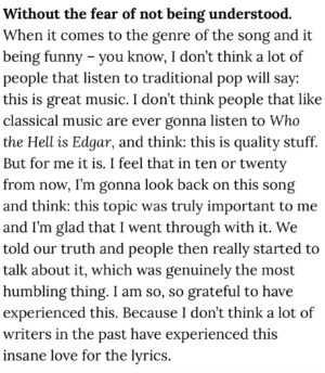 Teya Instagram - thank you for this honor @eurostory 
we are so incredibly grateful!

it‘s still so mindblowing how, when we released WTHIE, people immediately started caring about the topic and did their research, even though it‘s quite specific
as a songwriter, struggling to get people to hear my lyrics for years now, this meant the world ♥️