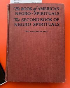 Theaster Gates Instagram - Embedded in the Johnson Publishing Company Library at the Bank, the repository of knowledge accessed by the editors of Jet and Ebony Magazines, is James Weldon Johnson’s The Book of American Negro Spirituals (1925). Containing the scores and lyrics of 61 spirituals, it was common for our communities to sing these on Jubilee day.

Johnson was a poet, novelist, civil rights leader, lawyer, lyricist and mentor to many of the Harlem Renaissance artists, among them Langston Hughes and Zora Neale Hurston. In 1900, he co-wrote the classic “Lift Every Voice and Sing” with his brother John Rosamond Johnson, who provided musical arrangements for this volume. 

Tomorrow, for our Juneteenth event at the Stony Island Arts Bank, musician Yaw Agyeman will respond to this object through musical exploration and experimentation. This program is an extension of the work that we are doing to engage artists, scholars and cultural producers around our archives. To learn more about this event, visit the link in our bio.