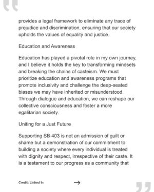 Thenmozhi Soundararajan Instagram - Sabeer Bhatia, an entrepreneur and co-founder of Hotmail, stands with caste-oppressed communities in support of SB 403. Follow the link in our bio to read more about Sabeer’s story and why he supports the profound anti-caste discrimination bill. Sabeer also argues that we must acknowledge the problem of caste bias, and educate communities to encourage dialogue and promote inclusivity. 
–
“As a proud Hindu, an entrepreneur, and an advocate for equality, I urge my fellow Hindus to stand alongside me in supporting SB 403. Let us be the voice of change within our community, advocating for a society where caste-based discrimination is eradicated, and all individuals are afforded equal opportunities and respect.”

#yestocasteequity #yesonsb403
