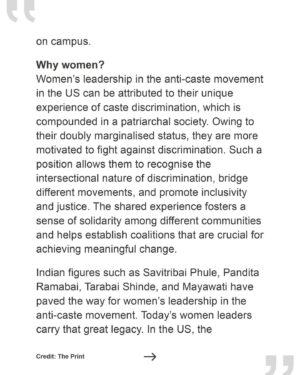 Thenmozhi Soundararajan Instagram - Meet the women leading the fight against caste discrimination! The anti-caste movement has always been a feminist movement and we are excited to celebrate women leaders like @aishabbwahab, @cm.kshama, @dalitdiva, @ajunat, and @yashicadutt, to name just a few. In this new article by @Profdilipmandal in @theprintindia, you can get to know the faces behind the movement for caste equity. 

Follow the link in our bio to read more!

#yestocasteequity #yesonsb403