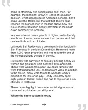 Thenmozhi Soundararajan Instagram - Read @scrippsnews article to get a better understanding of caste in the U.S. and why banning caste discrimination is so important, now more than ever. Learn more about the caste system and its history by examining the urgent call for legislation like California’s newly proposed anti-caste discrimination bill, SB 403. Californians deserve to live in a place that is safe for everyone and free from bigotry. You can find the link to the full article in our bio.

#yestocasteequity #yesonsb403