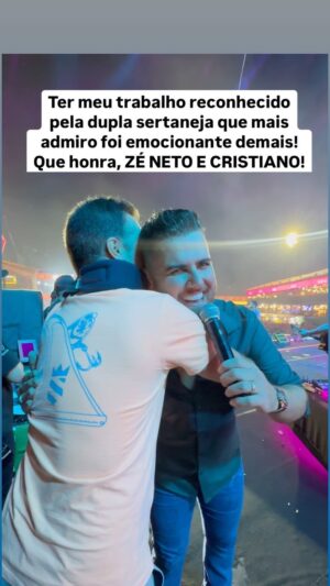 Thiago Asmar Instagram - FOI UMA HONRA TER MEU TRABALHO RECONHECIDO PELA DUPLA SERTANEJA QUE MAIS ADMIRO! QUE HONRA, @zenetoecristiano ! DOIS EXEMPLOS DE CONSERVADORES COM VALORES, QUE LOTAM TODOS SEUS SHOWS SEM PRECISAR BABAR OVO DE POLÍTICO PRA RECEBER DA LEI ROUANET! AGRADECIMENTO ESPECIAL AO @apostaganha.oficial e meu amigo @igor.ssa que me levou ao palco!