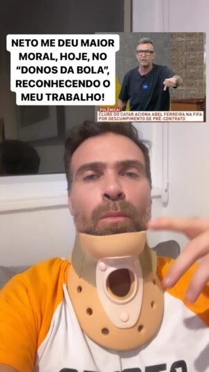 Thiago Asmar Instagram - NETO ME DEU A MAIOR MORAL MAIS UMA VEZ, NO “DONOS DA BOLA”! PENSO MUITO DIFERENTE DELE NA POLÍTIC@, MAS ACHO O NETO FODA COMO PESSOA E COMO PROFISSIONAL! CHAMO ELE DE AMIGO, SIM, PORQUE SABEMOS NOS RESPEITAR! OBRIGADO, @10neto !