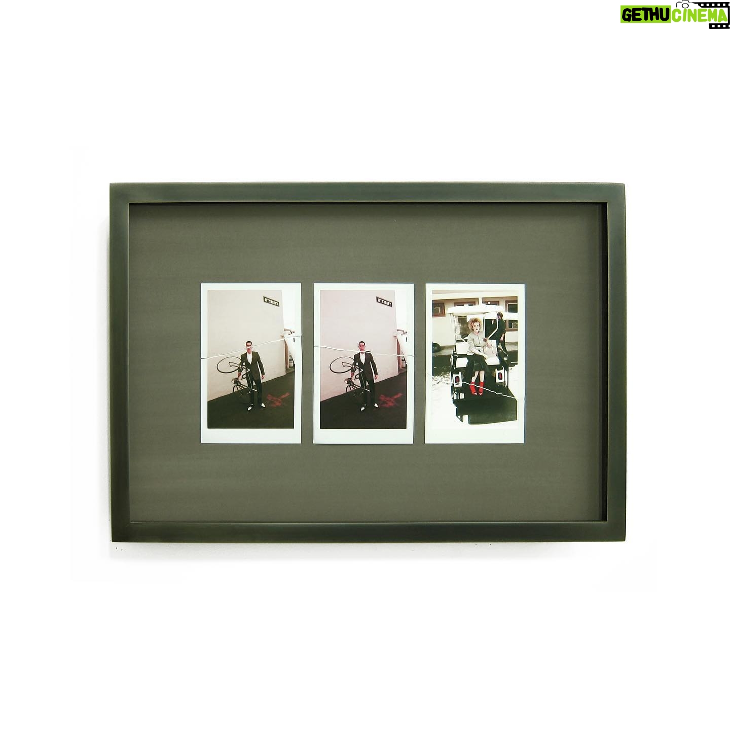 Thomas McDonell - 2.5K Likes - Dylan OāBrien and Julia Garner, torn photos ā torn polaroids with water torn paper hinges and rice starch in welded aluminum āTā frame with flat lacquer finish, 3mm acrylite op3 UV glazing, hand washed cotton ragboard fillet and back mat, coroplast archival backing board, and poplar strainer.