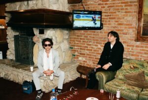 Thomas McDonell Instagram - Me and the great painter Adam Alessi watching hockey in Ross’s suite before his wedding to Gina, boutonnieres at front — pic by Justin Cole Smith. Rooting for the rangers tonight. 

@rosscaliendo @ginacaliendo_ @nyrangers