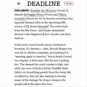 Tiffany Lonsdale Instagram - Ohhhh myyyy!!! I’m absolutely delighted to be joining this exceptional cast and crew on @snowfallfx 💥 This is going to be funnnn