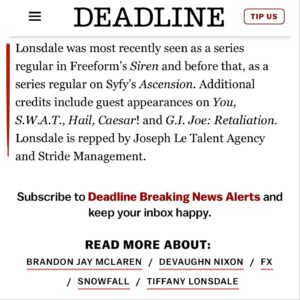 Tiffany Lonsdale Instagram - Ohhhh myyyy!!! I’m absolutely delighted to be joining this exceptional cast and crew on @snowfallfx 💥 This is going to be funnnn