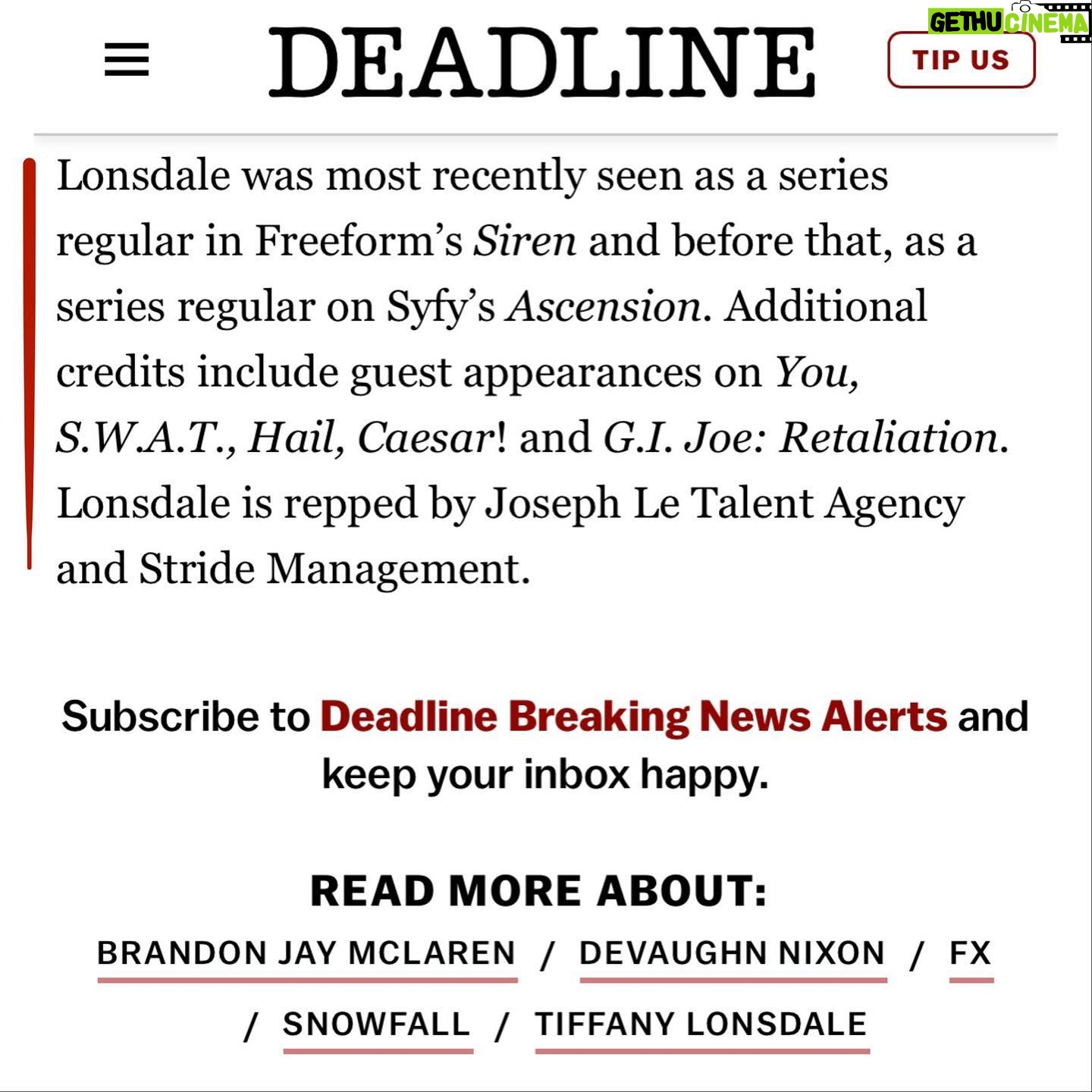 Tiffany Lonsdale - 479 Likes - Ohhhh myyyy!!! I’m absolutely delighted to be joining this exceptional cast and crew on @snowfallfx 💥 This is going to be funnnn