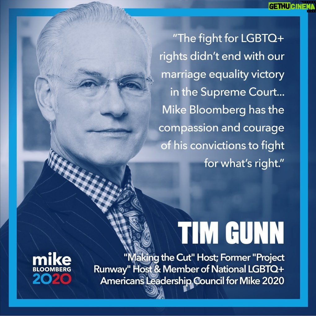 Tim Gunn - 4.5K Likes - For as long as Iāve known him, @mikebloomberg has been a champion for the LGBTQ community. Unlike others, Mike listens carefully to the concerns of his constituents - and gets things done.
Iām voting for Mike because he will Make it Work for the LGBTQ community & all Americans.