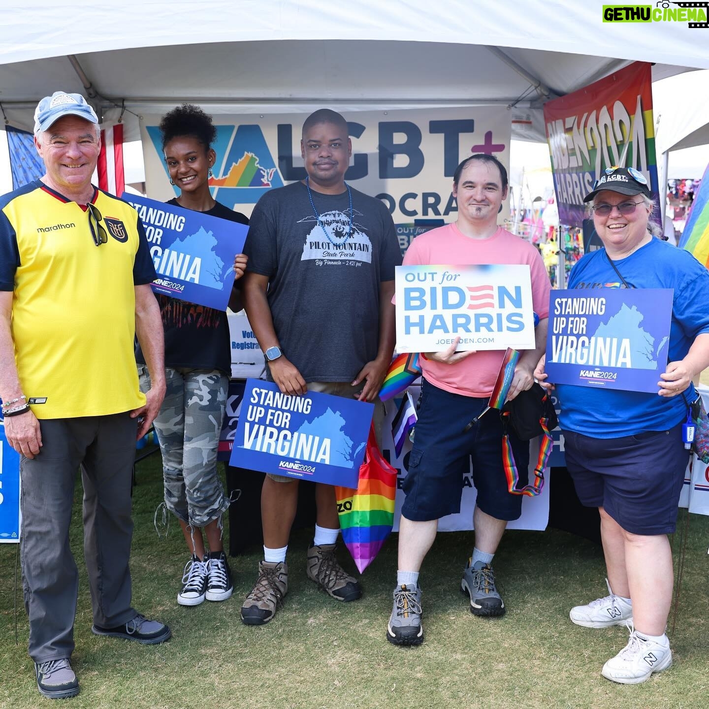 Tim Kaine - 619 Likes - Just an amazing Pride Month celebration at Hampton Roads Pride Pridefest and Boat Parade. So glad I could join! Happy Pride, Virginia! 🌈